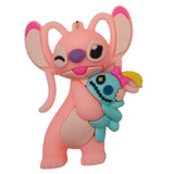 3D PVC Figure Keychain - Lilo & Stitch - Winking Angel Holding Scrump
