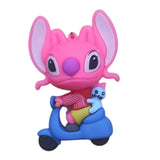 3D PVC Figure Keychain - Lilo & Stitch - Angel Riding Scooter With Scrump