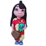 3D PVC Figure Keychain - Lilo & Stitch - Lilo Holding Scrump And Bag