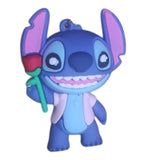 3D PVC Figure Keychain - Lilo & Stitch - Stitch Holding Rose Pink Jacket