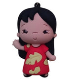 3D PVC Figure Keychain - Lilo & Stitch - Lilo Red Dress Waving