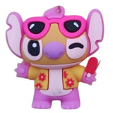 3D PVC Figure Keychain - Lilo & Stitch - Angel Winking Hawaiian Shirt