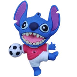 3D PVC Figure Keychain - Lilo & Stitch - Stitch Kicking Soccer Ball