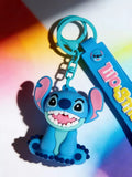 3D PVC Figure Keychain - Lilo & Stitch - Stitch Sitting Grinning