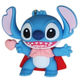 3D PVC Figure Keychain - Lilo & Stitch - Stitch Cape Bow Heart