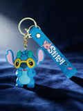 3D PVC Figure Keychain - Lilo & Stitch - Stitch Hawaiian Leaf Glasses
