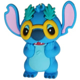 3D PVC Figure Keychain - Lilo & Stitch - Stitch Hawaiian Leaf Glasses