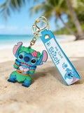 3D PVC Figure Keychain - Lilo & Stitch - Stitch Hula Outfit