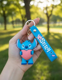 3D PVC Figure Keychain - Lilo & Stitch - Stitch Holding Pink Heart