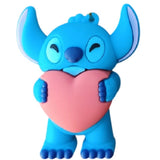 3D PVC Figure Keychain - Lilo & Stitch - Stitch Holding Pink Heart