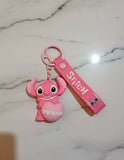 3D PVC Figure Keychain - Lilo & Stitch - Pink Stitch Holding Heart