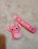 3D PVC Figure Keychain - Lilo & Stitch - Pink Stitch Holding Heart