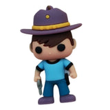 3D PVC Figure Keychain - The Walking Dead - Carl Grimes In Hat Holding Pistol