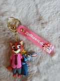 3D PVC Figure Keychain - Zootopia - Nick Wilde Pink Shirt Judy