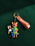 3D PVC Figure Keychain - Zootopia - Nick Wilde Holding Finnick