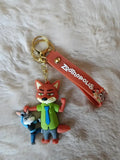 3D PVC Figure Keychain - Zootopia - Nick Wilde Judy Hopps Kicking