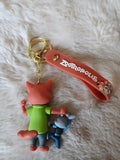3D PVC Figure Keychain - Zootopia - Nick Wilde Judy Hopps Kicking