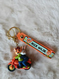 3D PVC Figure Keychain - Zootopia - Nick Wilde Judy Hopps Motorcycle