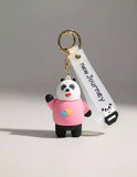 3D PVC Figure Keychain - Osos Escandalosos - Panda Winking Pink Shirt Hearts