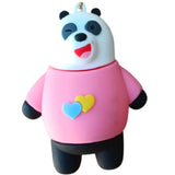 3D PVC Figure Keychain - Osos Escandalosos - Panda Winking Pink Shirt Hearts