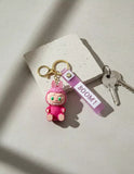 3D PVC Figure Keychain - Labubu - Pink Bunny Sitting
