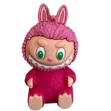 3D PVC Figure Keychain - Labubu - Pink Bunny Sitting