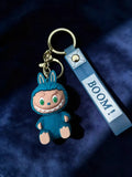 3D PVC Figure Keychain - Labubu - Blue Bunny Sitting