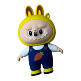 3D PVC Figure Keychain - Labubu - Bunny Hood Carrot Overalls