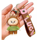3D PVC Figure Keychain - Labubu - Green Yellow Striped Shirt