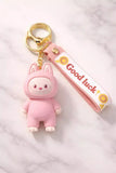 3D PVC Figure Keychain - Labubu - Pink Bunny Suit
