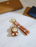3D PVC Figure Keychain - Labubu - Brown Bunny Outfit
