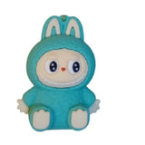 3D PVC Figure Keychain - Labubu - Teal Bunny Suit Sitting