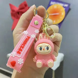 3D PVC Figure Keychain - Labubu - Pink Bunny Suit Variant 2