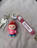 3D PVC Figure Keychain - Labubu - Pink Hoodie Waving
