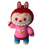 3D PVC Figure Keychain - Labubu - Pink Hoodie Waving