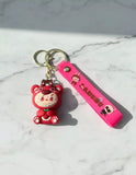 3D PVC Figure Keychain - Labubu - Lotso Bear Costume Sitting