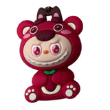 3D PVC Figure Keychain - Labubu - Lotso Bear Costume Sitting