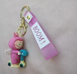 3D PVC Figure Keychain - Labubu - Pink Bunny Scooter