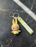 3D PVC Figure Keychain - Labubu - Zimomo Yellow Sitting Tongue Out