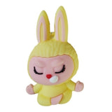 3D PVC Figure Keychain - Labubu - Zimomo Yellow Sitting Tongue Out
