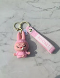 3D PVC Figure Keychain - Labubu - Pink Bunny Sitting Variant 2
