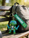 3D PVC Figure Keychain - Las Tortugas Ninja - Chibi Leonardo Holding Katanas