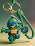 3D PVC Figure Keychain - Las Tortugas Ninja - Chibi Leonardo Katanas Leaping