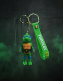 3D PVC Figure Keychain - Las Tortugas Ninja - Leonardo Holding Katanas