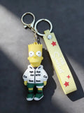 3D PVC Figure Keychain - The Simpsons - Bart White Hoodie Green Shorts