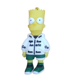 3D PVC Figure Keychain - The Simpsons - Bart White Hoodie Green Shorts