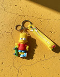 3D PVC Figure Keychain - The Simpsons - Bart Holding Skateboard