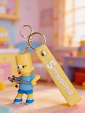 3D PVC Figure Keychain - The Simpsons - Bart With Slingshot
