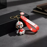 3D PVC Figure Keychain - Super Mario - Fire Mario Sitting