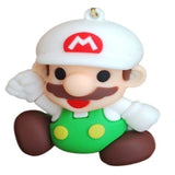 3D PVC Figure Keychain - Super Mario - Fire Mario Luigi Colors Sitting
